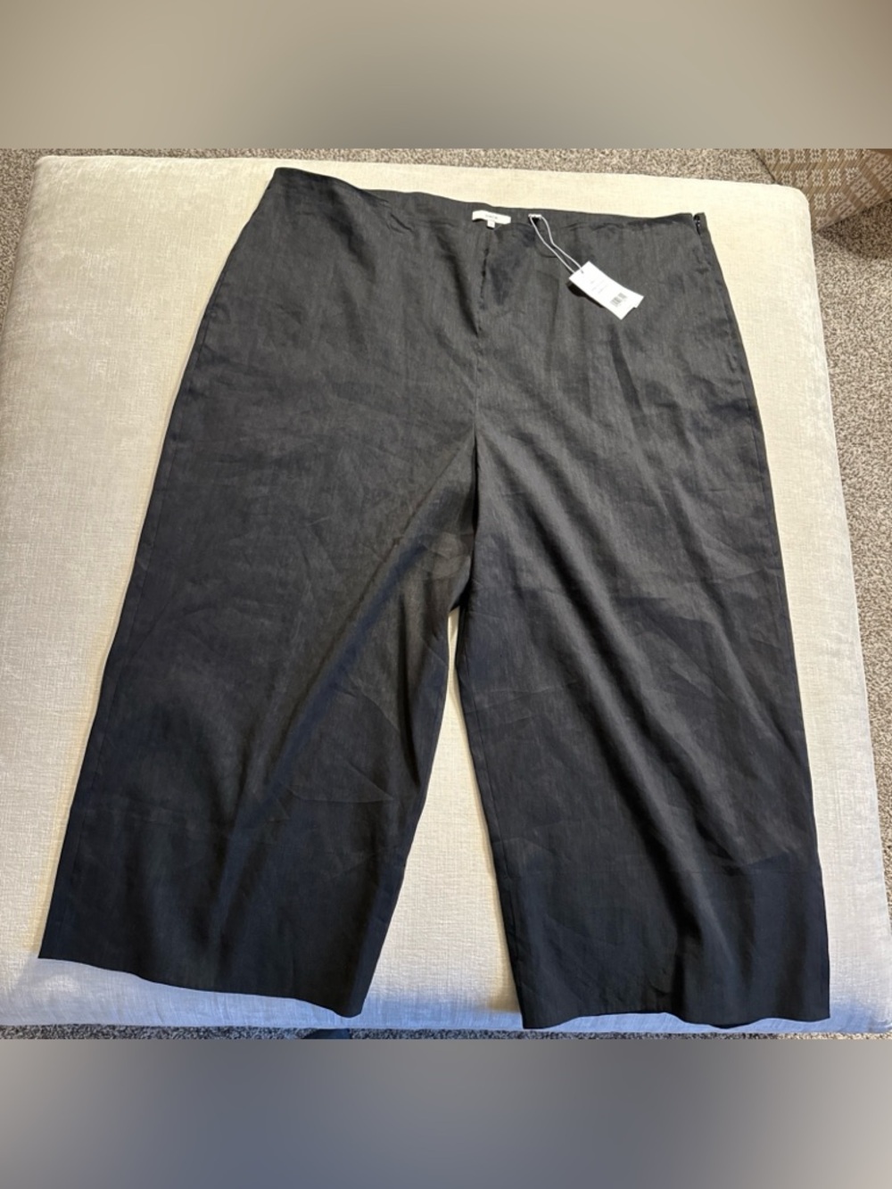 Vince Plus Size Womens Pants Black Linen Blend Crop Wide Leg Trouser Size 22